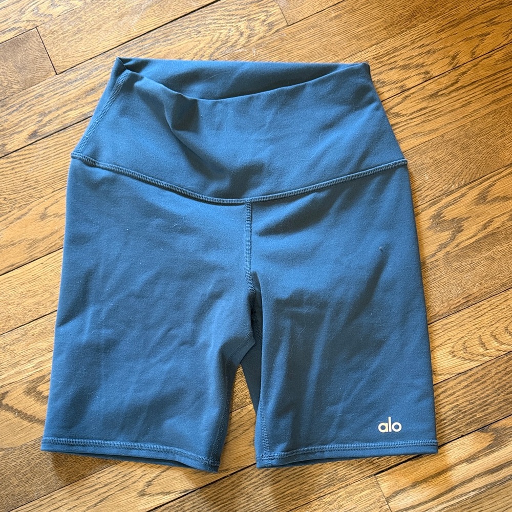 ALO Yoga High-Waist Blue Bike Shorts